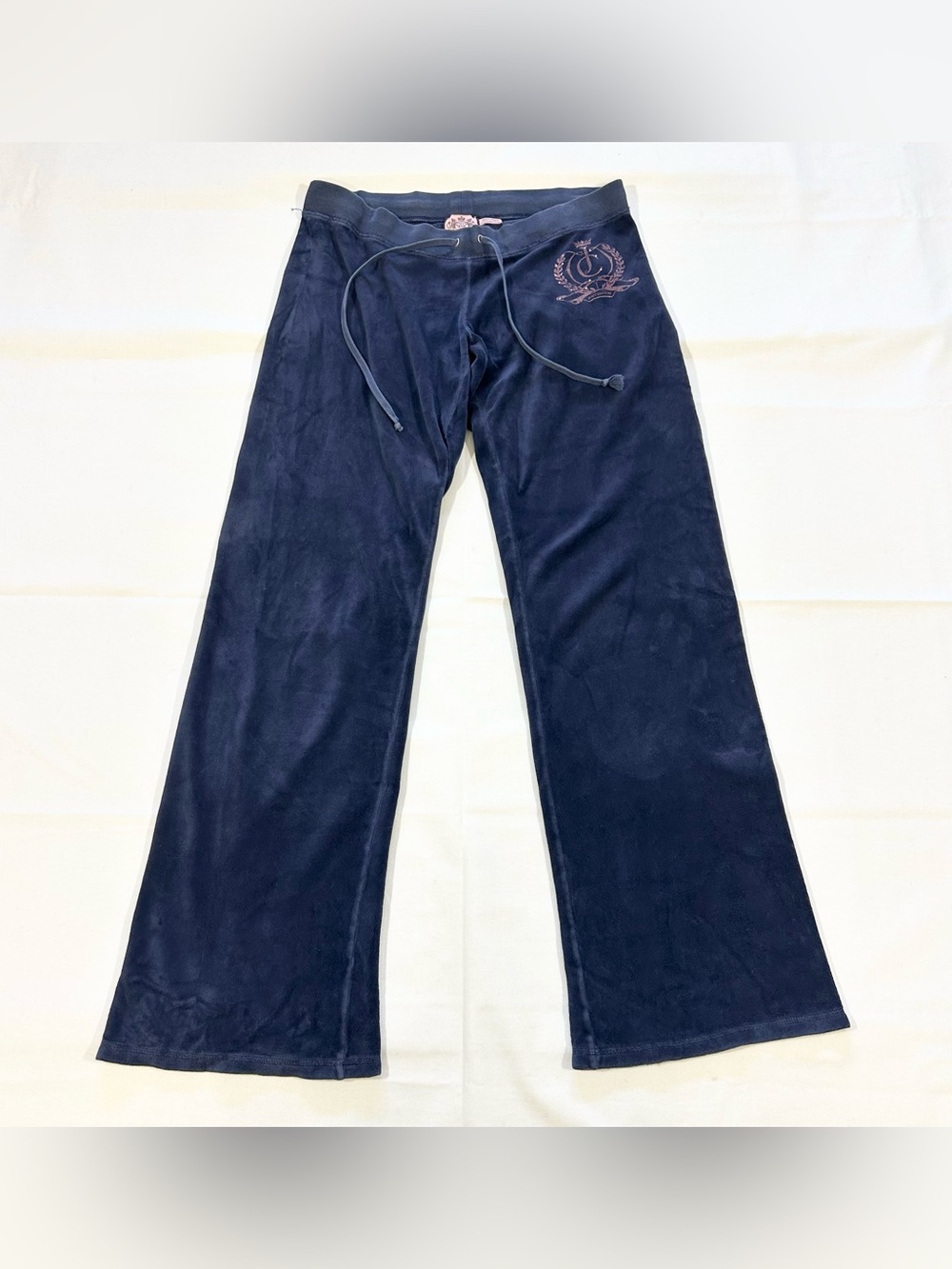 Vtg Y2K Juicy Couture Low Rise Size S Wide Leg Pants Sweatpants Terry Blue USA